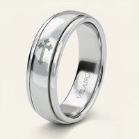 Anxiety Fidget Ring for Men & Women, 925 Sterling Silver Meditation Spinner Ring, Anti Stress Rotating Worry Band Gift for Him Her, Platinum & 18K Vermeil Gold Plated Ring for Women, Comfort Fit Velanci