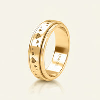 Anxiety Fidget Ring for Men & Women, 925 Sterling Silver Meditation Spinner Ring, Anti Stress Rotating Worry Band Gift for Him Her, Platinum & 18K Vermeil Gold Plated Ring for Women, Comfort Fit Velanci