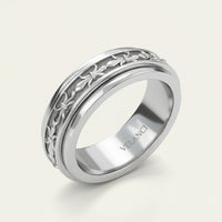 Anxiety Fidget Ring for Men & Women, 925 Sterling Silver Meditation Spinner Ring, Anti Stress Rotating Worry Band Gift for Him Her, Platinum & 18K Vermeil Gold Plated Ring for Women, Comfort Fit Velanci