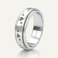 Anxiety Fidget Ring for Men & Women, 925 Sterling Silver Meditation Spinner Ring, Anti Stress Rotating Worry Band Gift for Him Her, Platinum & 18K Vermeil Gold Plated Ring for Women, Comfort Fit Velanci