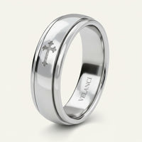 Anxiety Fidget Ring for Men & Women, 925 Sterling Silver Meditation Spinner Ring, Anti Stress Rotating Worry Band Gift for Him Her, Platinum & 18K Vermeil Gold Plated Ring for Women, Comfort Fit Velanci