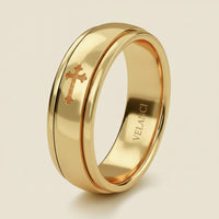 Anxiety Fidget Ring for Men & Women, 925 Sterling Silver Meditation Spinner Ring, Anti Stress Rotating Worry Band Gift for Him Her, Platinum & 18K Vermeil Gold Plated Ring for Women, Comfort Fit Velanci