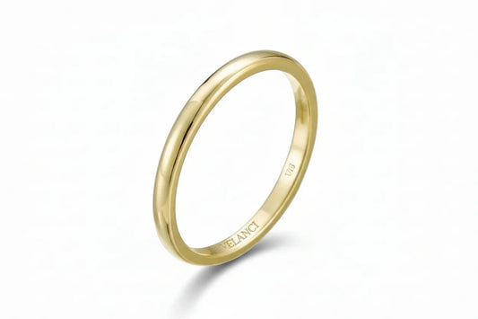 Band Ring 2mm Valentina Womens Ring - Minimalist Comfort-Fit, 18K Gold-Plated Silver Velanci