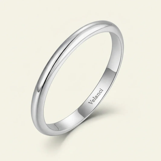Band Ring Sofia - Womens Ring Minimalist 2mm Rhodium-Plated Sterling Silver Slim Band Velanci