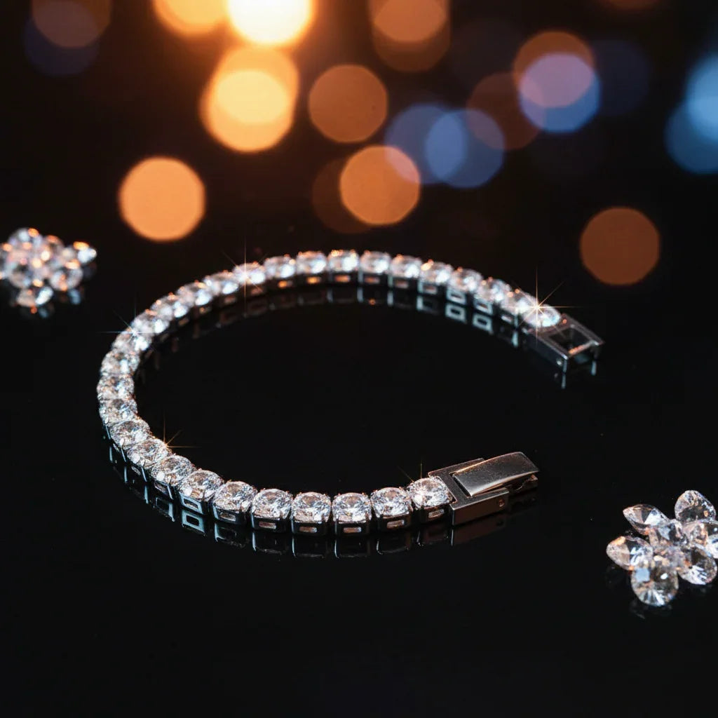 Light Trail Bracelet – CZ Tennis Bracelet (17.5 cm) Velanci