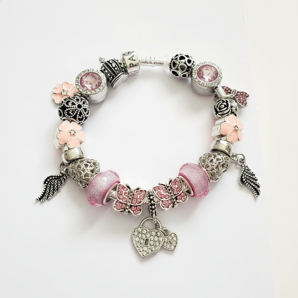 Pandora Inspired Bracelet with Silver Charms Velanci