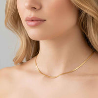 Herringbone Necklace Giovanna - Adjustable 16–18in Herringbone in Silver Gold or Rose Gold Velanci
