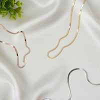 Herringbone Necklace Giovanna - Adjustable 16–18in Herringbone in Silver Gold or Rose Gold Velanci