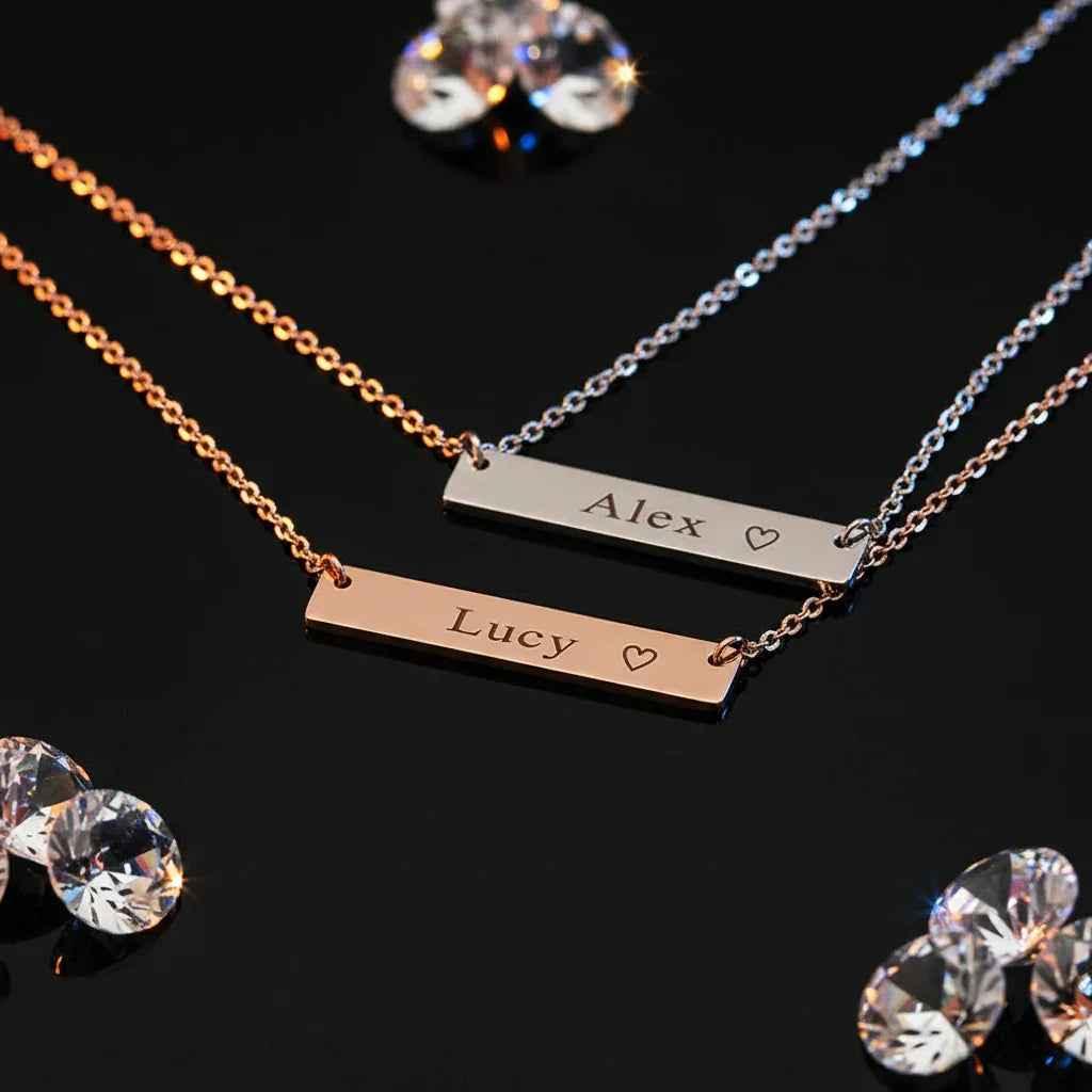 Custom Necklace Bar Pendant – Barra Incisa Personalized Name Necklace Velanci