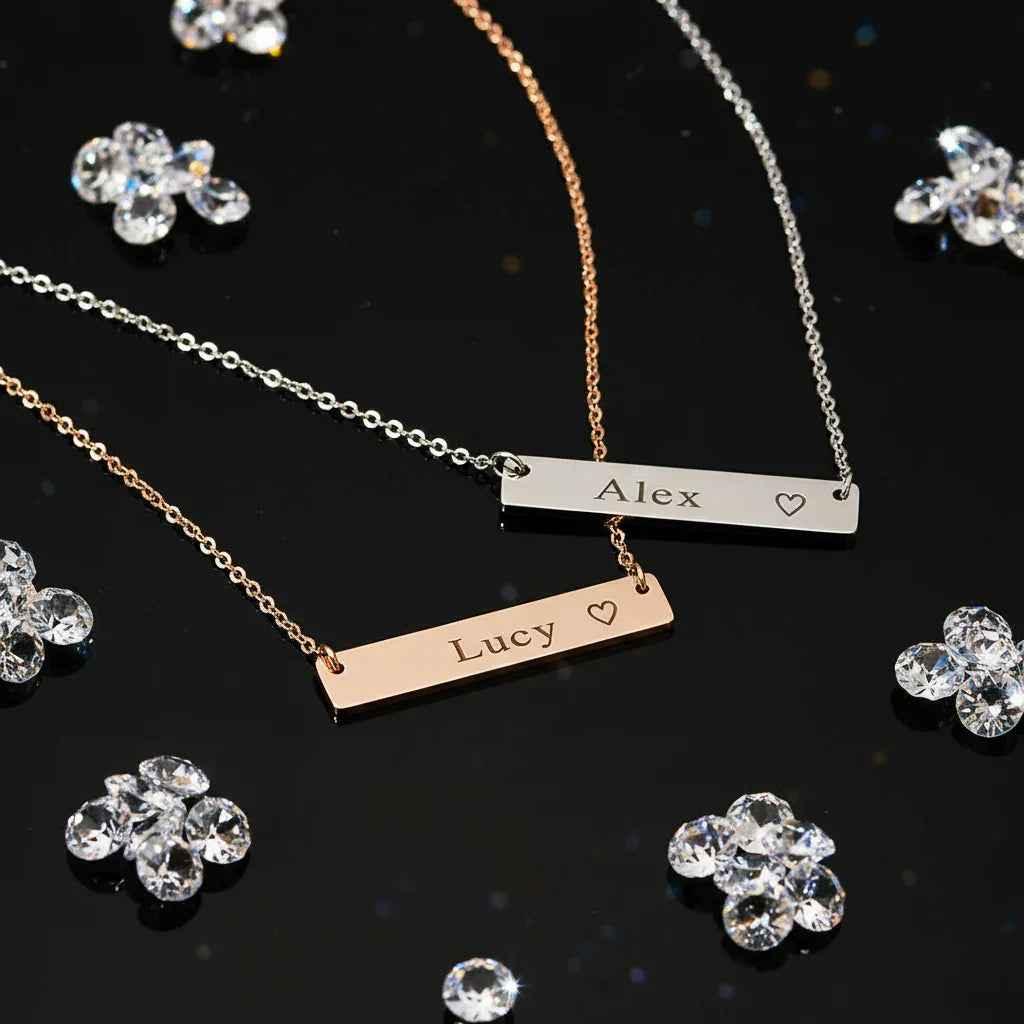 Custom Necklace Bar Pendant – Barra Incisa Personalized Name Necklace Velanci