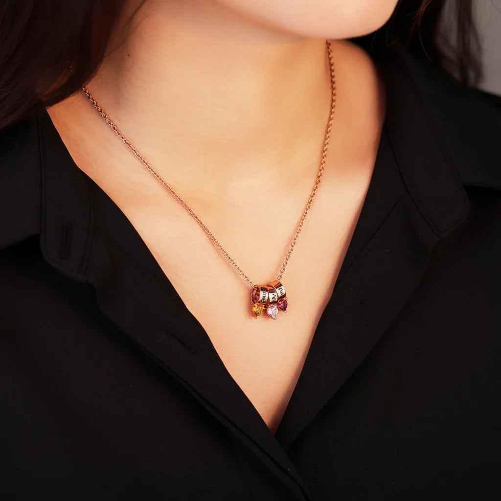 Custom Necklace Birthstone & Name – Gioia di Famiglia Personalized Pendant Velanci