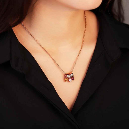 Custom Necklace Birthstone & Name – Gioia di Famiglia Personalized Pendant Velanci