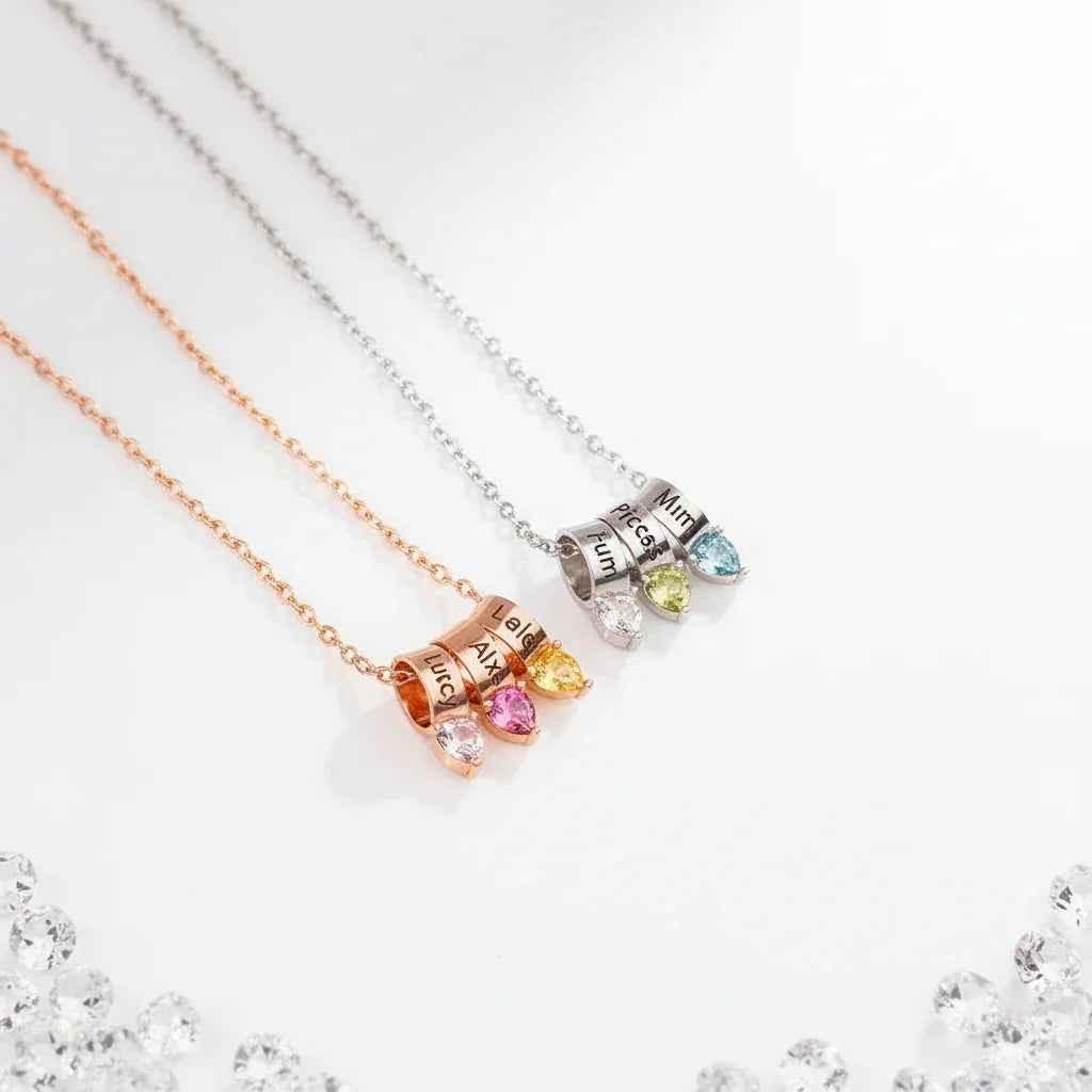 Custom Necklace Birthstone & Name – Gioia di Famiglia Personalized Pendant Velanci