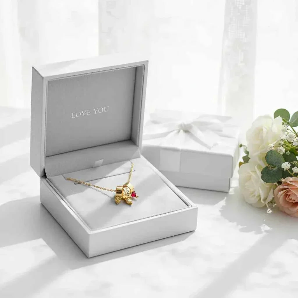 Custom Necklace Birthstone & Name – Gioia di Famiglia Personalized Pendant Velanci