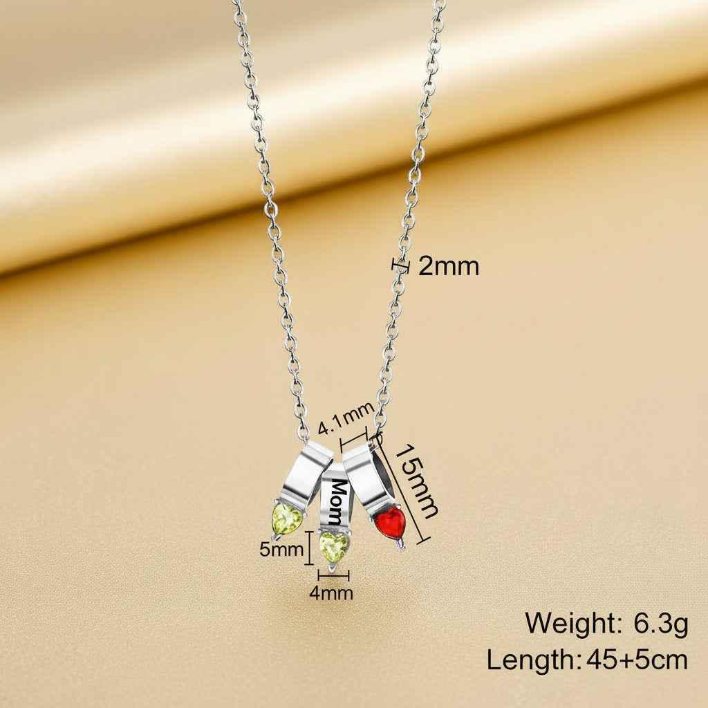 Custom Necklace Birthstone & Name – Gioia di Famiglia Personalized Pendant Velanci