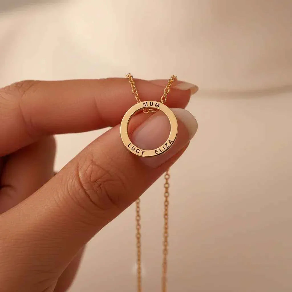 Custom Necklace Eternity Circle – Cerchio Eterno Personalized Pendant Velanci