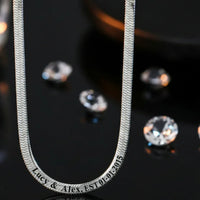 Custom Necklace Herringbone Snake Chain Necklace – Spiga Eleganza Personalized Chain Velanci
