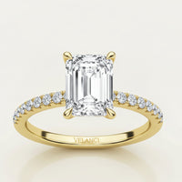 Emerald Cut Ring Aurelia - Womens Ring With 3.9ct Center Stone Sparkle, 18K Gold-Plated Over 925 Silver Velanci