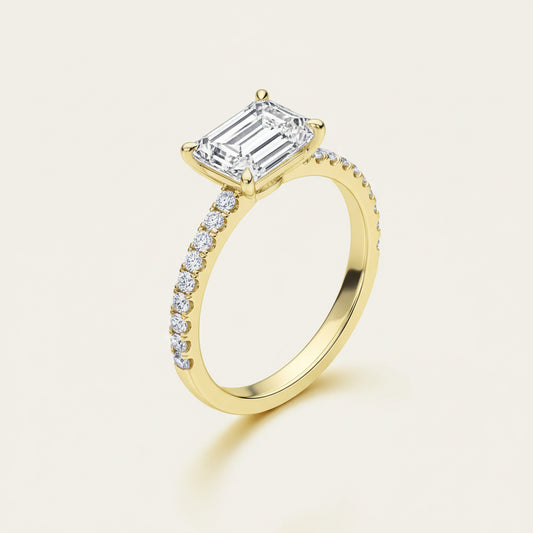 Emerald Cut Ring Aurelia - Womens Ring With 3.9ct Center Stone Sparkle, 18K Gold-Plated Over 925 Silver Velanci