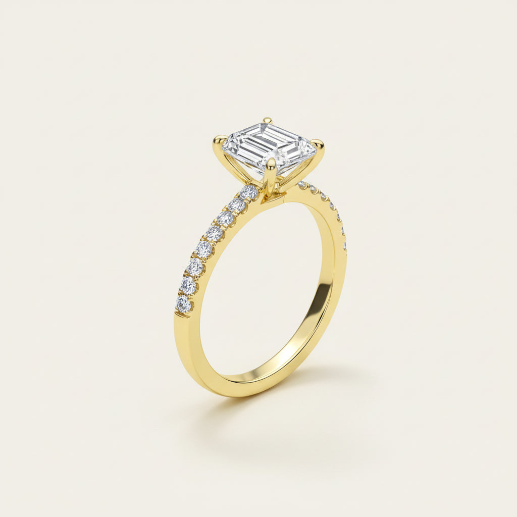 Emerald Cut Ring Aurelia - Womens Ring With 3.9ct Center Stone Sparkle, 18K Gold-Plated Over 925 Silver Velanci