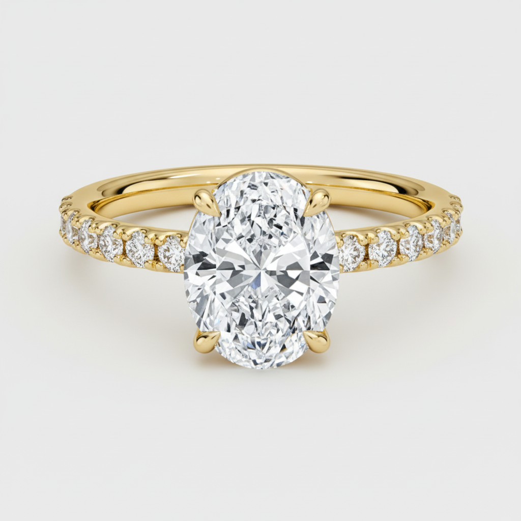 Giulia Womens Ring - Oval 1.8ct Solitaire, 18K Gold-Plated Silver Band, Minimalist Design Velanci
