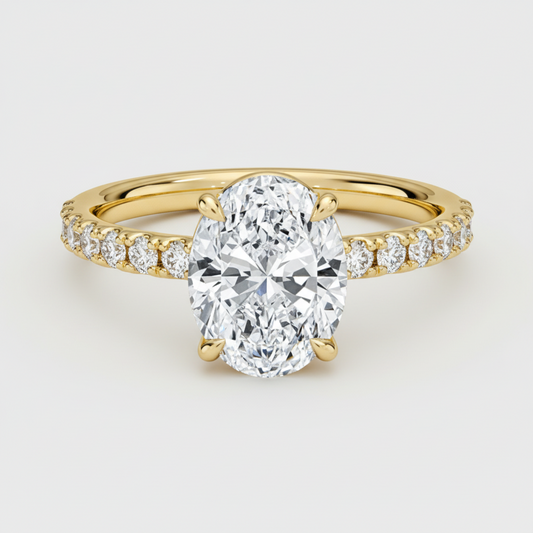 Giulia Womens Ring - Oval 1.8ct Solitaire, 18K Gold-Plated Silver Band, Minimalist Design Velanci