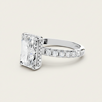 Elena Sterling Silver Womens Ring - Radiant-Cut Center Stone 9x7mm Cubic Zirconia, 2.3ct Total Velanci