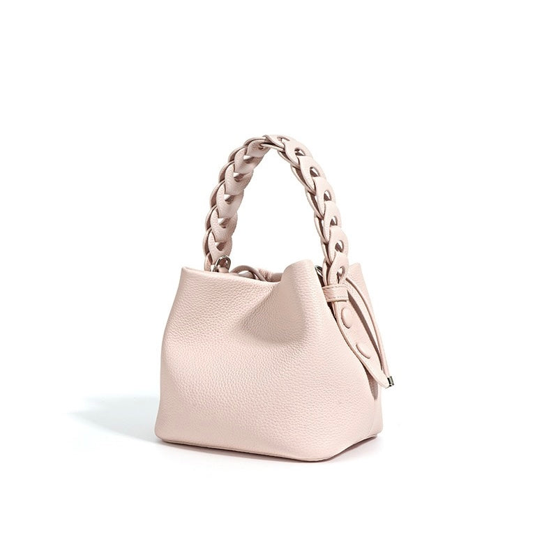 Genuine Leather Luxe Commuting Bucket Bag - Elegant Multiway Accessory
