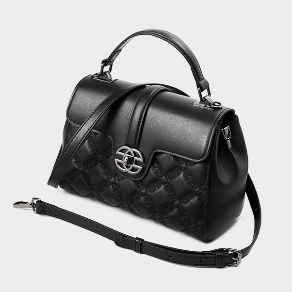 Elegant Genuine Leather Embossed Tote & Crossbody Bag