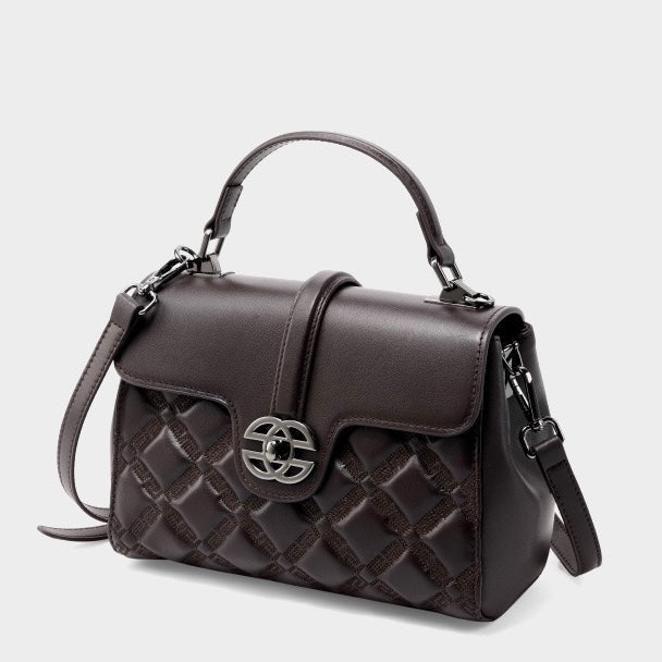 Elegant Genuine Leather Embossed Tote & Crossbody Bag