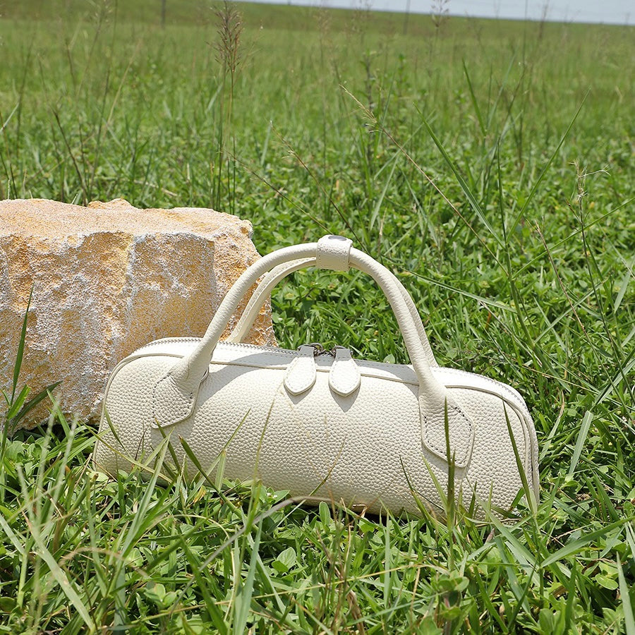 Top Grain Leather Elegant Baguette Handbag