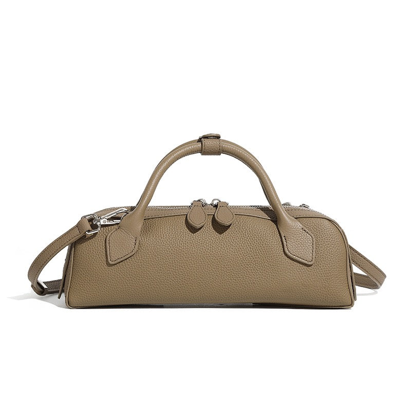 Top Grain Leather Elegant Baguette Handbag