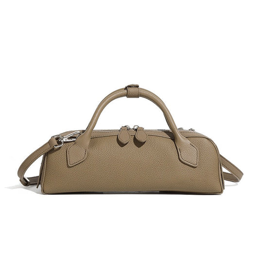 Top Grain Leather Elegant Baguette Handbag