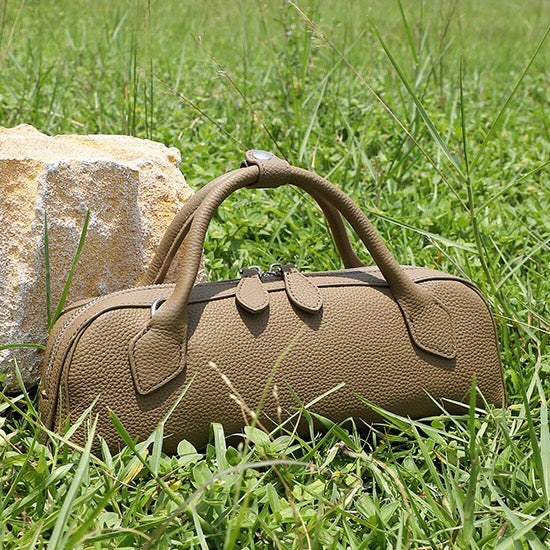 Top Grain Leather Elegant Baguette Handbag