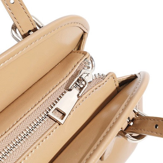 Elegant Genuine Leather Bowling Commuter Clutch Bag