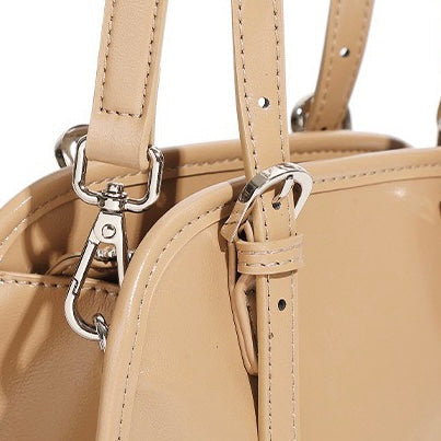 Elegant Genuine Leather Bowling Commuter Clutch Bag