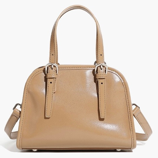 Elegant Genuine Leather Bowling Commuter Clutch Bag