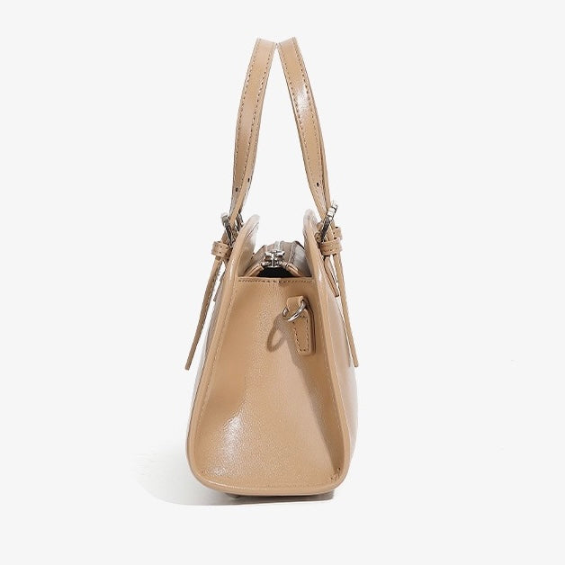 Elegant Genuine Leather Bowling Commuter Clutch Bag