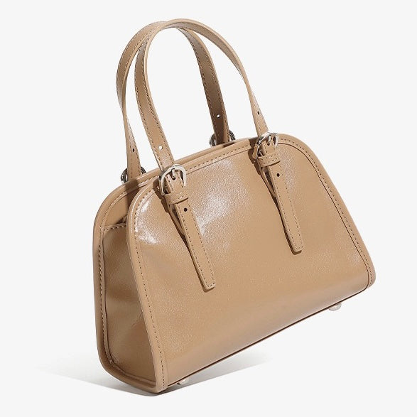 Elegant Genuine Leather Bowling Commuter Clutch Bag