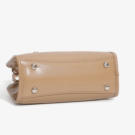 Elegant Genuine Leather Bowling Commuter Clutch Bag