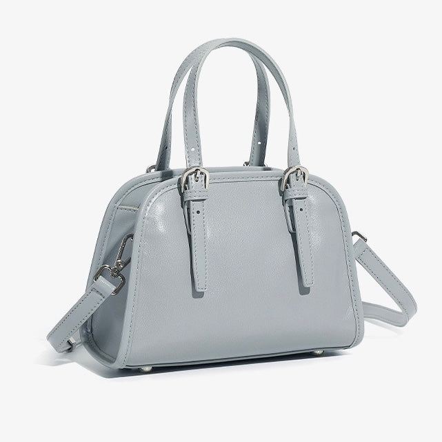 Elegant Genuine Leather Bowling Commuter Clutch Bag