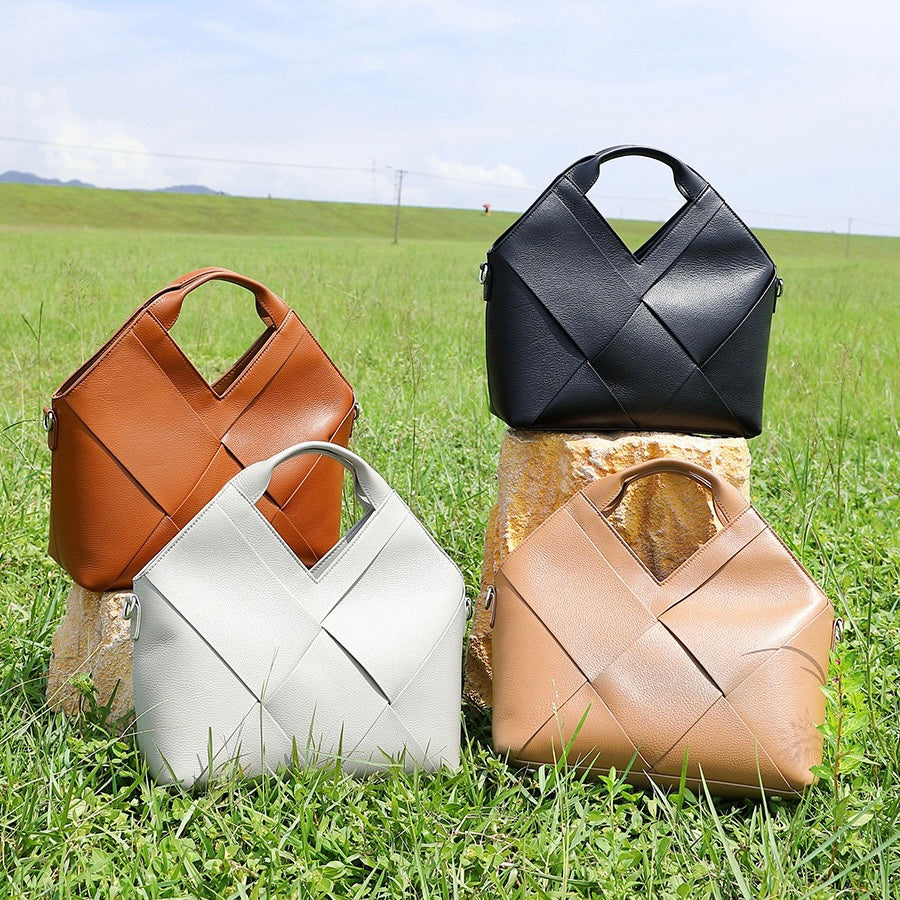 Sophisticated Women's Genuine Leather Woven Handbag