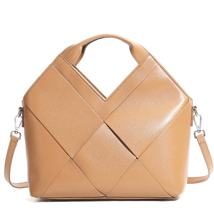 Sophisticated Women's Genuine Leather Woven Handbag