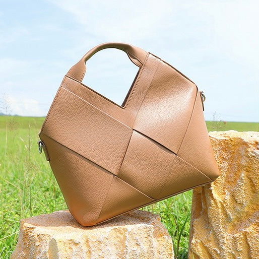 Sophisticated Women's Genuine Leather Woven Handbag