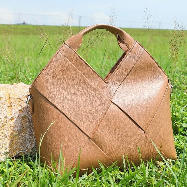 Sophisticated Women's Genuine Leather Woven Handbag