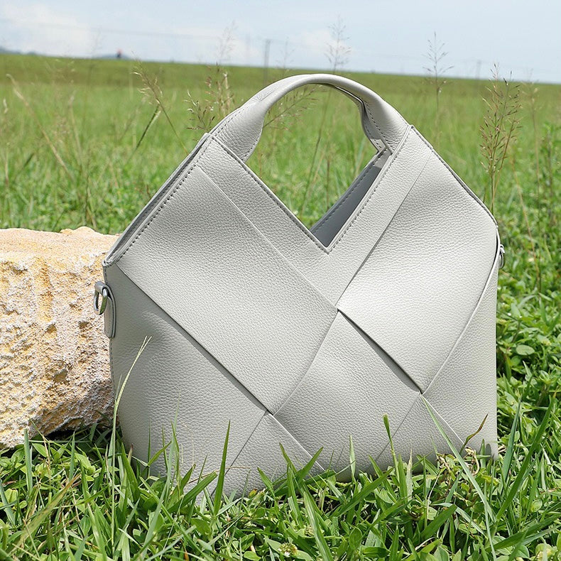 Sophisticated Women's Genuine Leather Woven Handbag