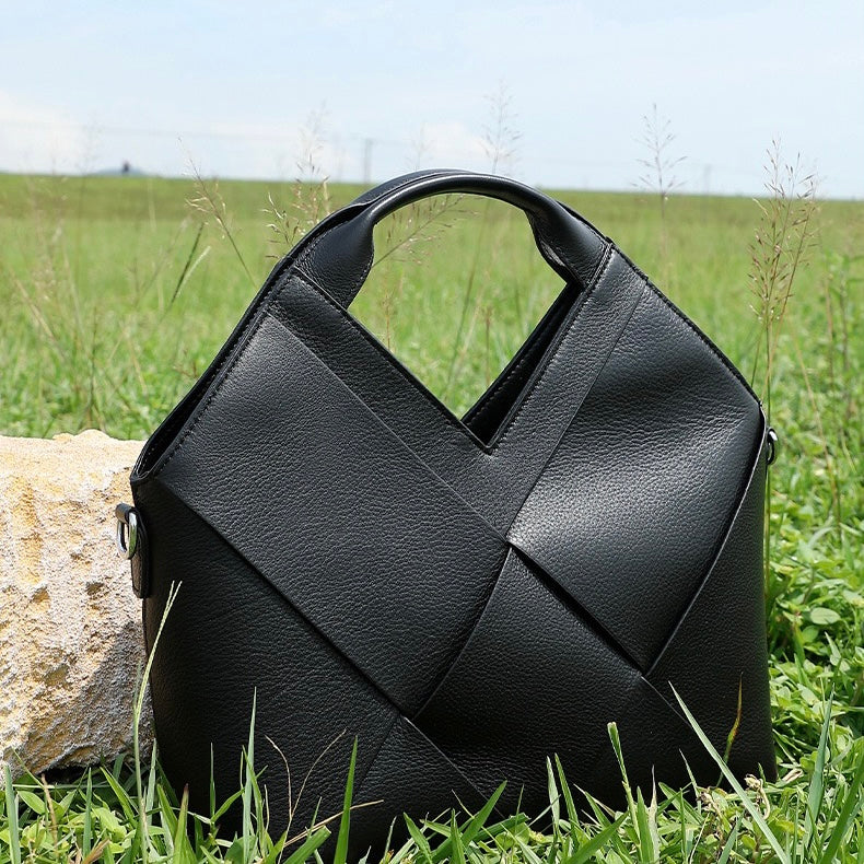 Sophisticated Women's Genuine Leather Woven Handbag