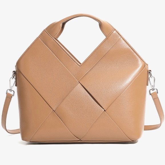 Sophisticated Women's Genuine Leather Woven Handbag