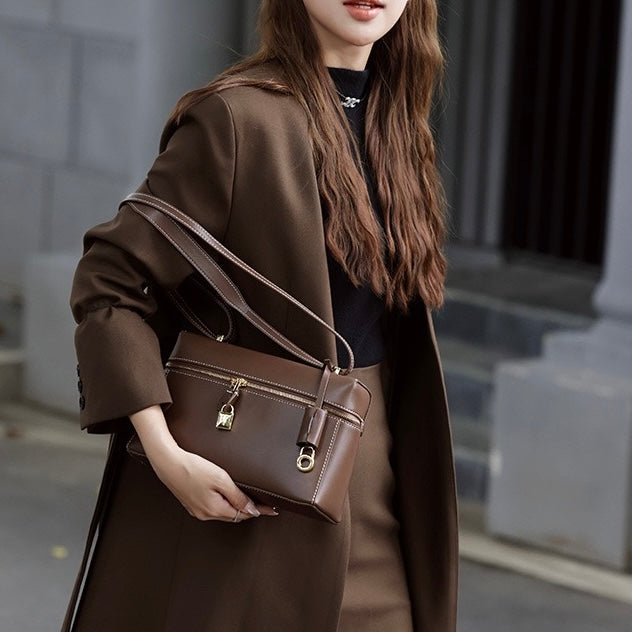 Elegant Leather Crossbody Bucket Bag for Women