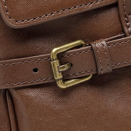 Vintage Luxe Leather Handbag with Buckle Accents